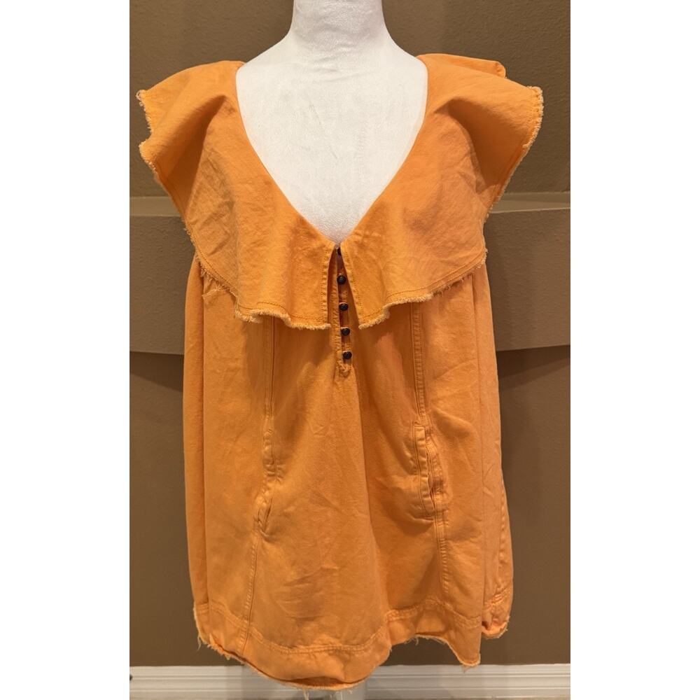 Orange Ruffle-Trim Sleeveless Dress